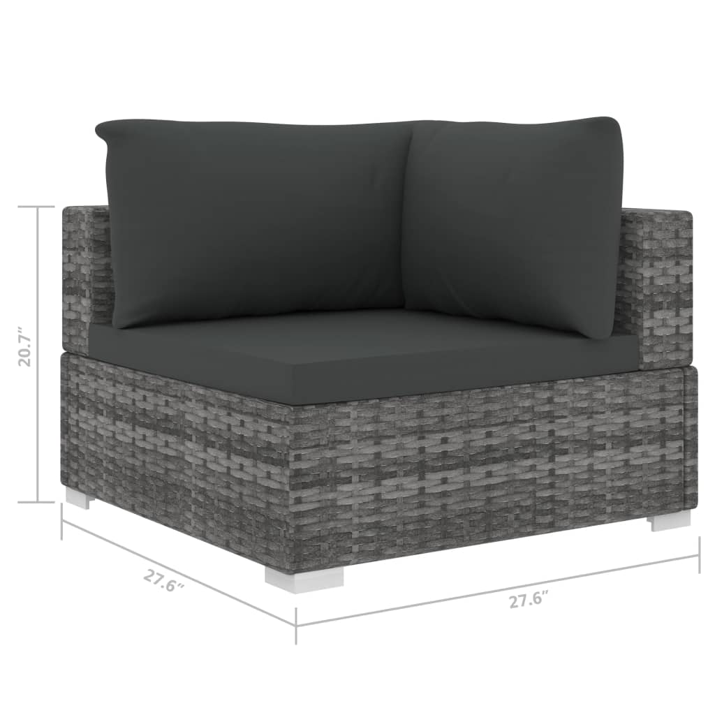 vidaXL Patio Furniture Rattan Sofa Chair Corner Seat with Cushions Poly Rattan-16