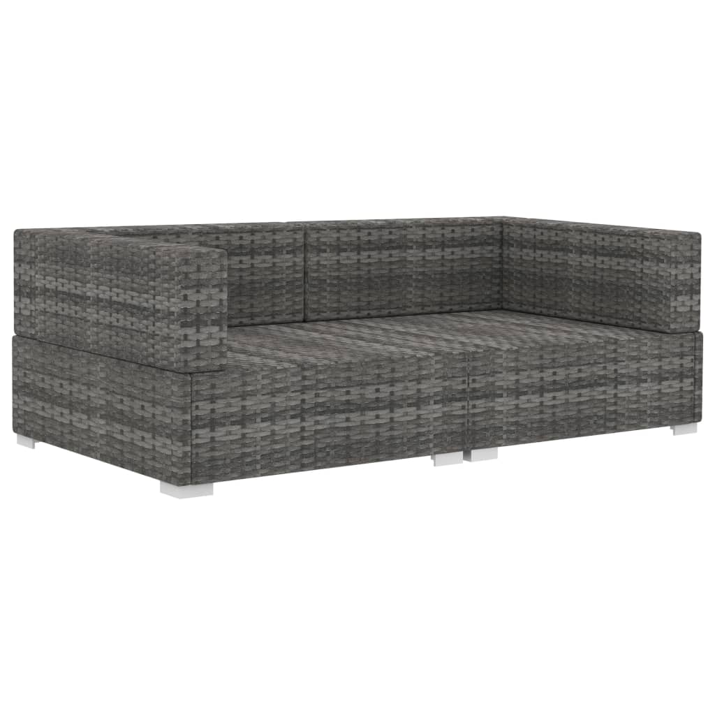 vidaXL 2 Piece Patio Sofa Set with Cushions Poly Rattan Gray-2