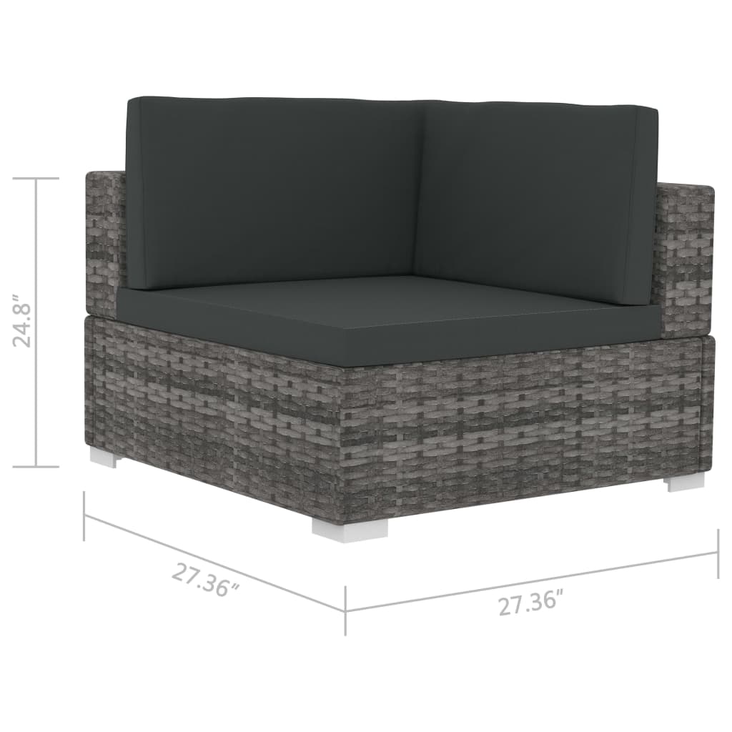 vidaXL 2 Piece Patio Sofa Set with Cushions Poly Rattan Gray-4