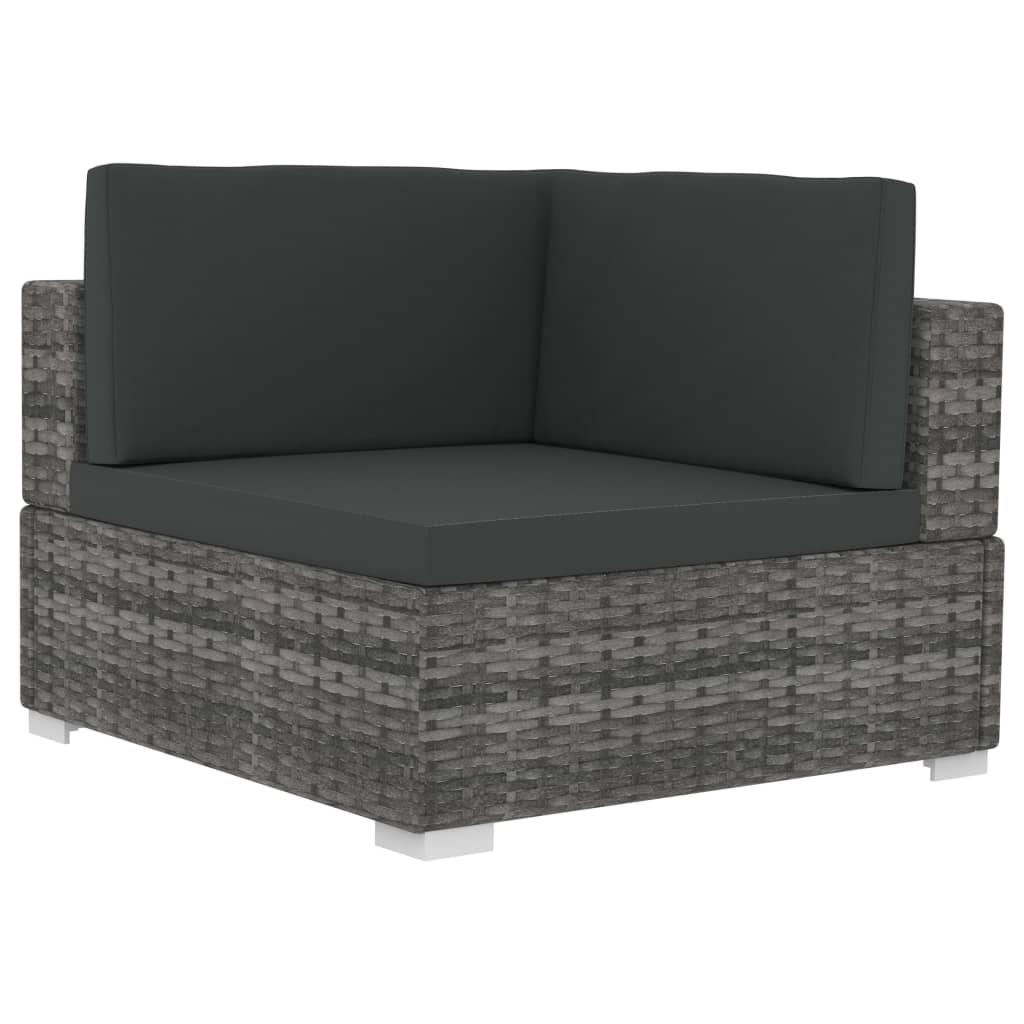 vidaXL 4 Piece Patio Sofa Set with Cushions Poly Rattan Gray-3