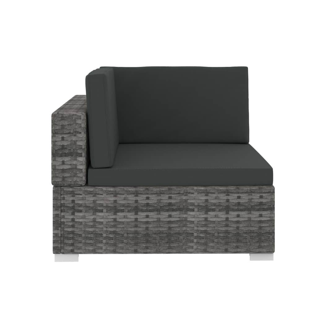 vidaXL 4 Piece Patio Sofa Set with Cushions Poly Rattan Gray-4