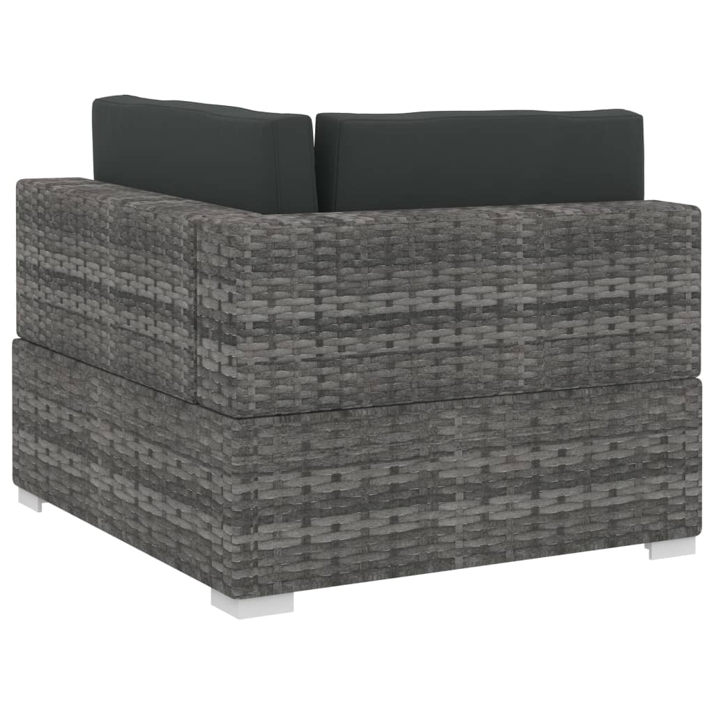 vidaXL 4 Piece Patio Sofa Set with Cushions Poly Rattan Gray-5