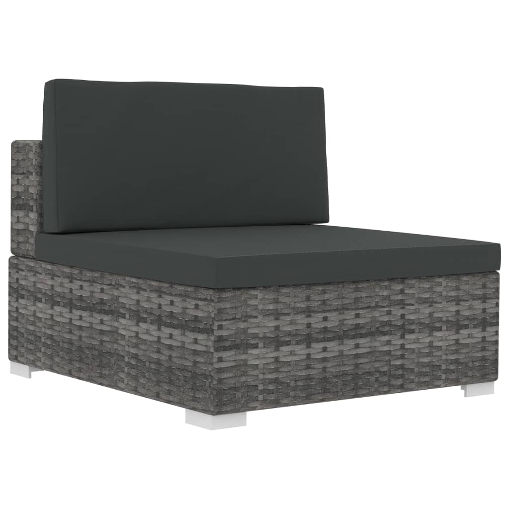 vidaXL 4 Piece Patio Sofa Set with Cushions Poly Rattan Gray-6