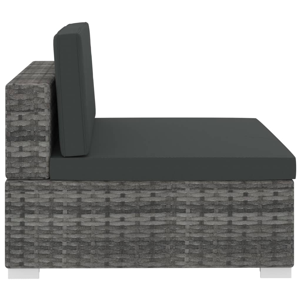 vidaXL 4 Piece Patio Sofa Set with Cushions Poly Rattan Gray-7