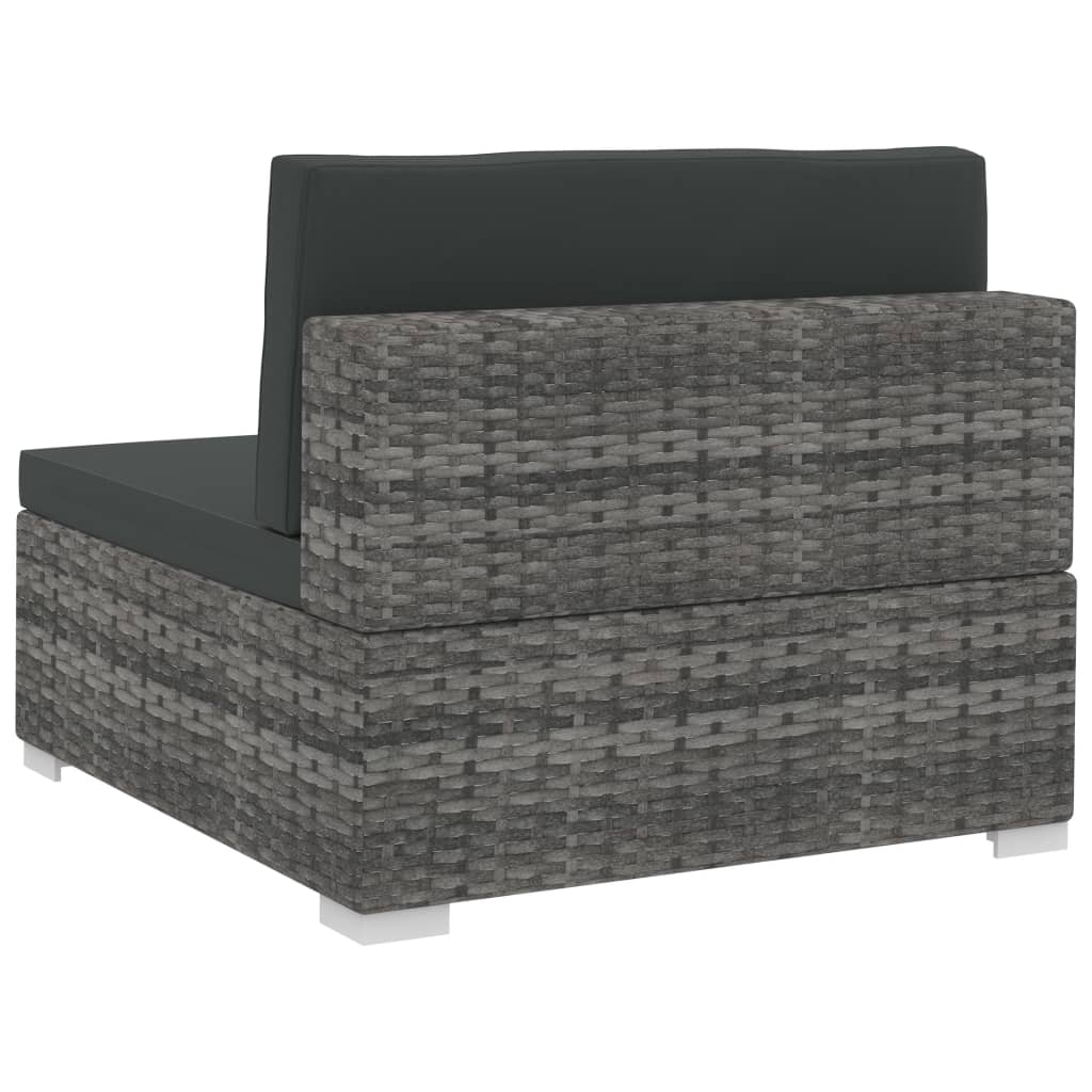 vidaXL 4 Piece Patio Sofa Set with Cushions Poly Rattan Gray-8