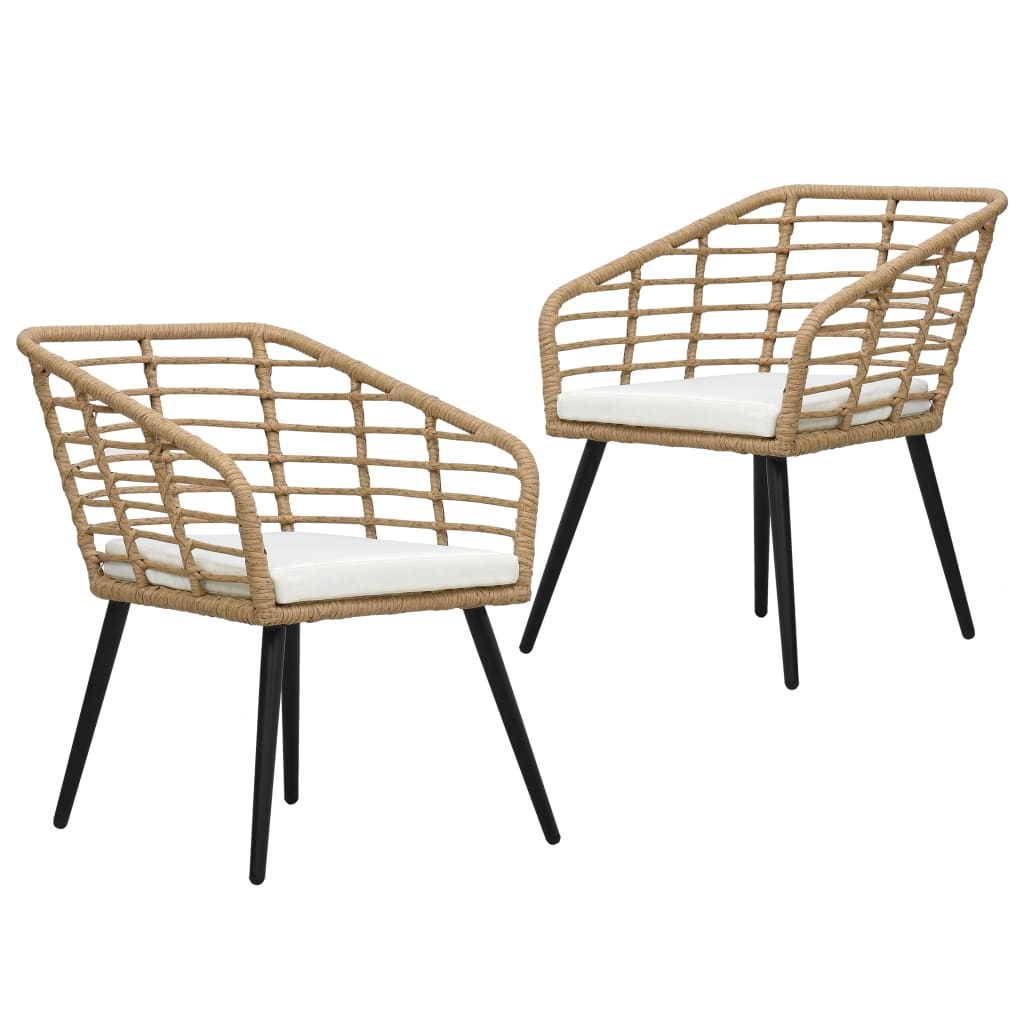 vidaXL Rattan Dining Chair 2 Pcs Patio Wicker Chair with Cushions Poly Rattan-7