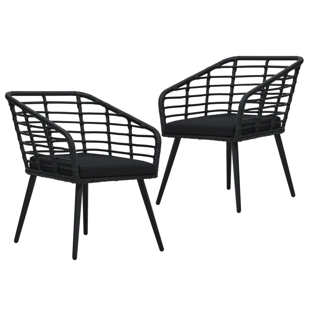 vidaXL Rattan Dining Chair 2 Pcs Patio Wicker Chair with Cushions Poly Rattan-1