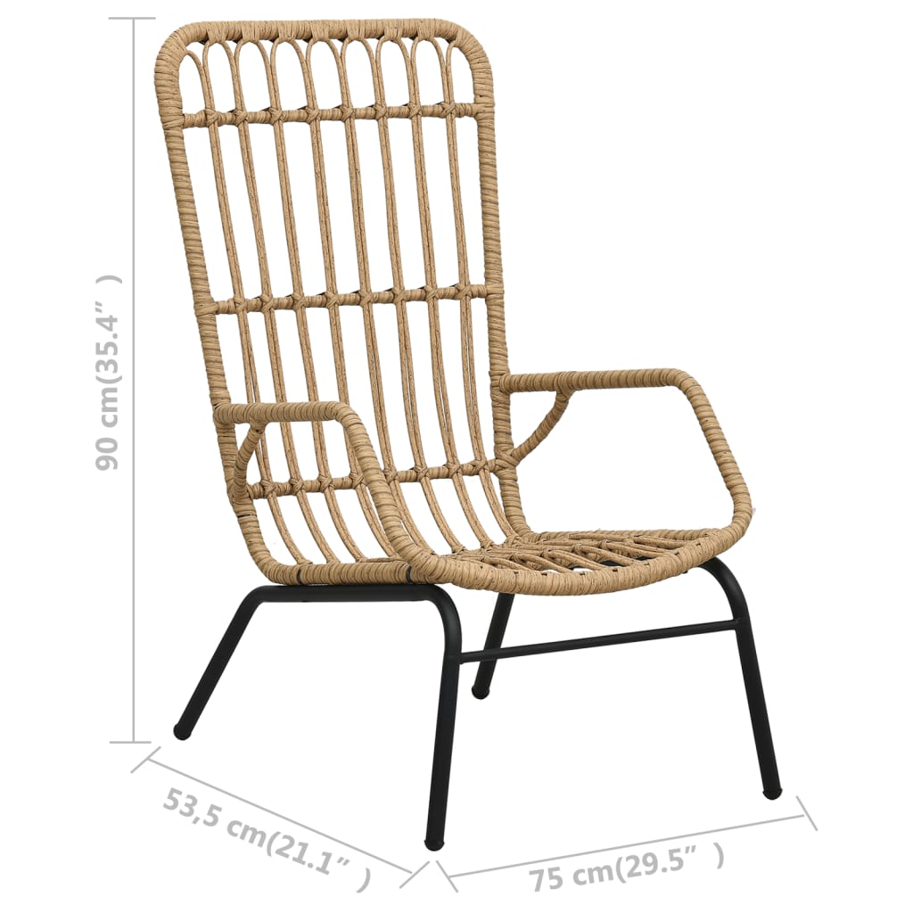 vidaXL Rattan Dining Chair Patio Rattan Wicker Chair with Armrest Poly Rattan-7