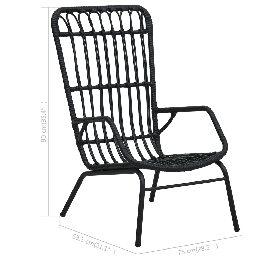 vidaXL Rattan Dining Chair Patio Rattan Wicker Chair with Armrest Poly Rattan-3