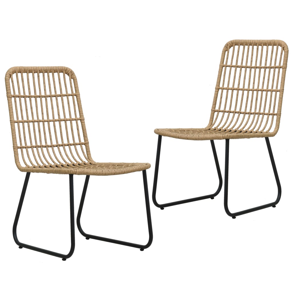 vidaXL Patio Chairs 2 Pcs Modern Dining Chair for Outdoor Balcony Poly Rattan-1