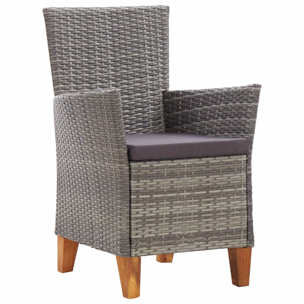vidaXL Patio Chairs 2 pcs with Cushions Poly Rattan Gray-1