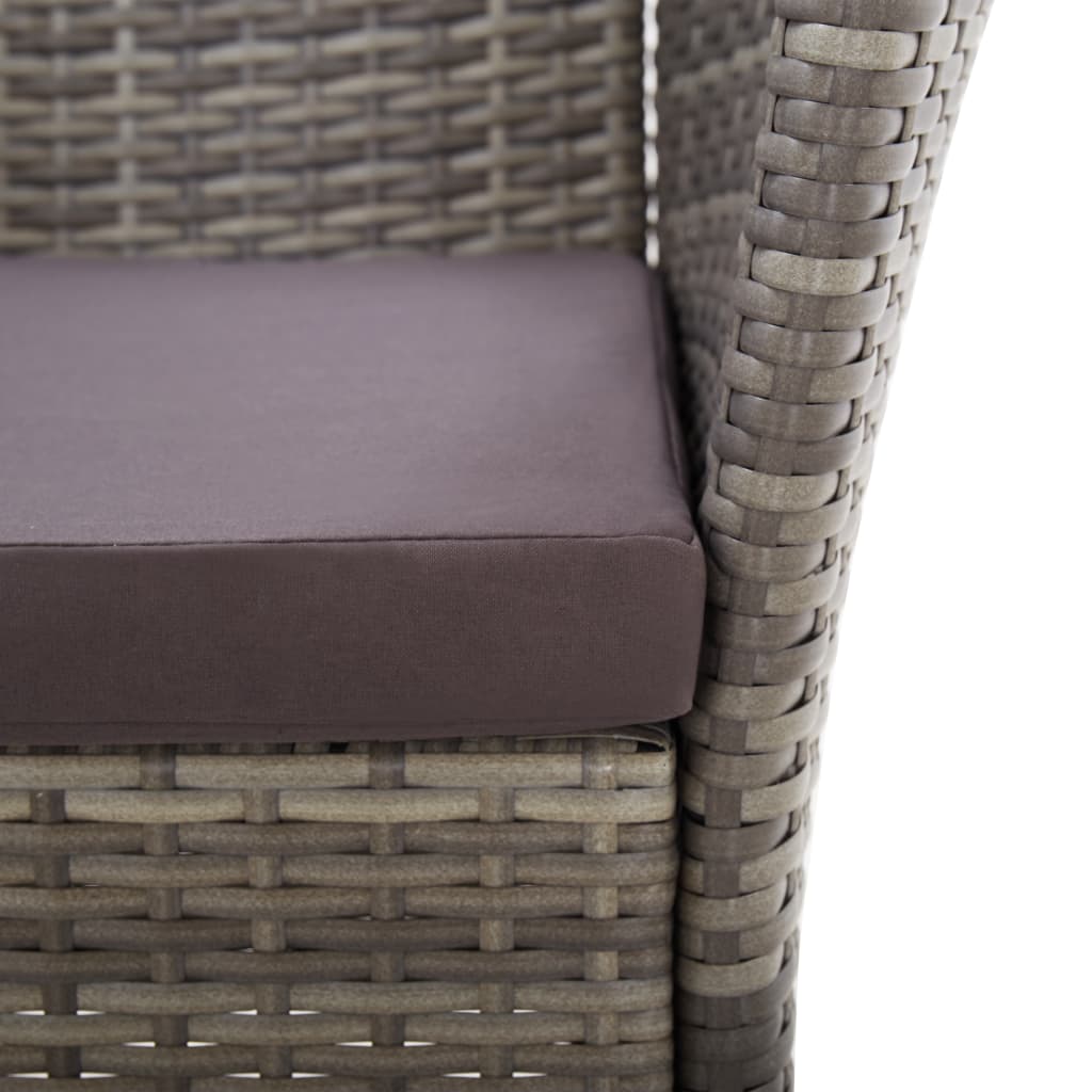 vidaXL Patio Chairs 2 pcs with Cushions Poly Rattan Gray-5