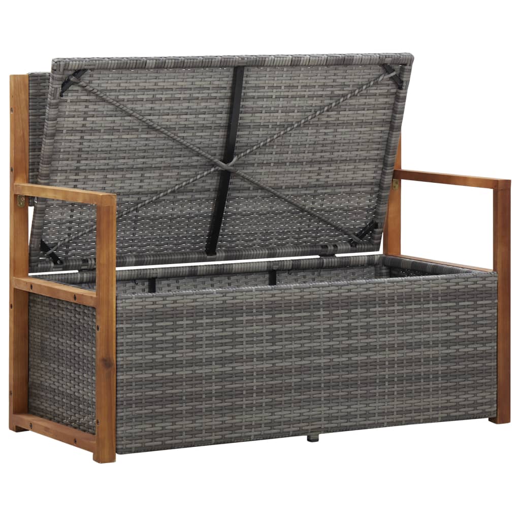 vidaXL Storage Bench Outdoor Patio Bench Poly Rattan and Solid Wood Acacia-1