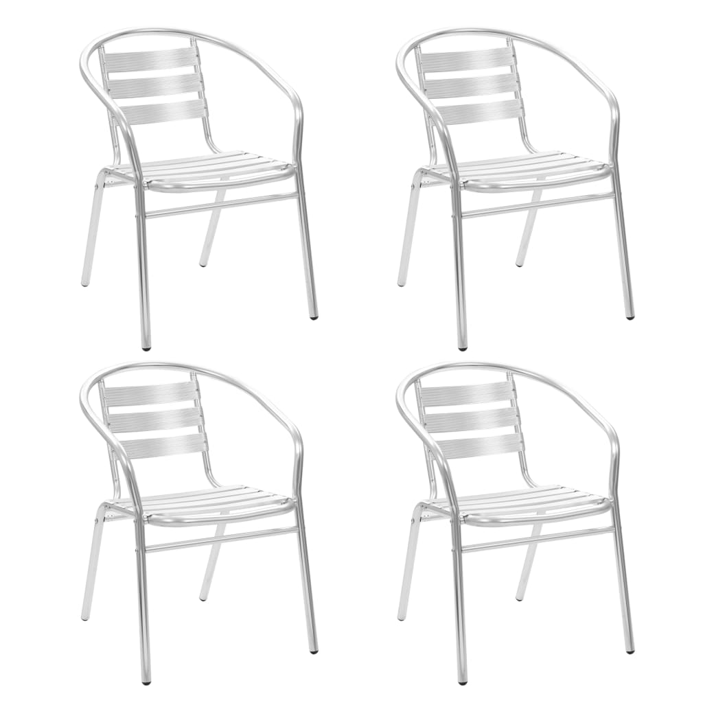 vidaXL Stackable Patio Chairs Outdoor Chair with Triple Slat Back Aluminum-0