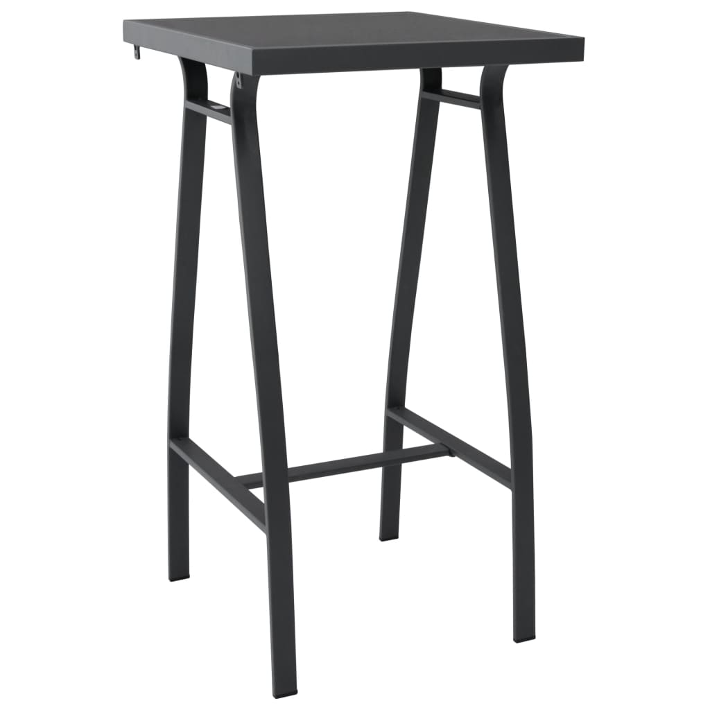 vidaXL Patio Bar Table Outdoor Counter Height Bar Table Black Tempered Glass-1