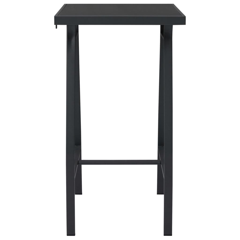 vidaXL Patio Bar Table Outdoor Counter Height Bar Table Black Tempered Glass-4