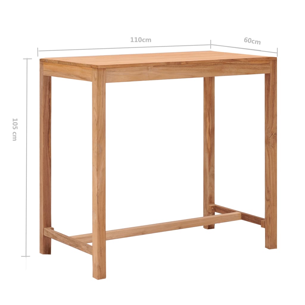 vidaXL Patio Bar Table Outdoor Counter Pub Table for Garden Solid Wood Teak-8