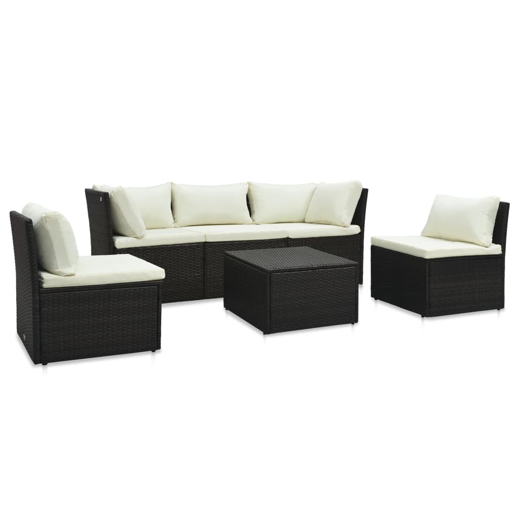 vidaXL Patio Lounge Set Garden Outdoor Sofa with Cushions 4 Piece PE Rattan-8