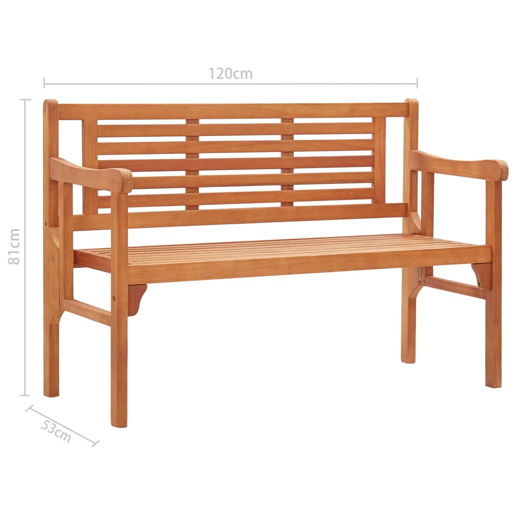 vidaXL Foldable Patio Bench 47.2" Solid Wood Eucalyptus-6