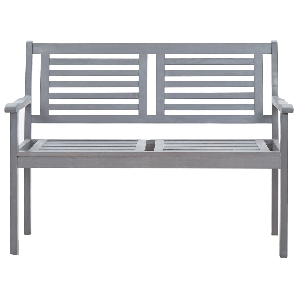 vidaXL Patio Furniture 3 Seater Outdoor Patio Bench Gray Solid Wood Eucalyptus-3