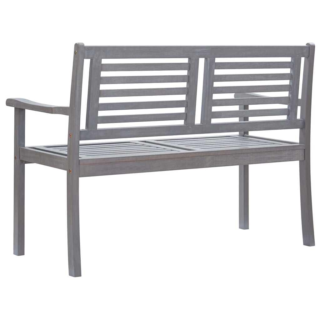 vidaXL Patio Furniture 3 Seater Outdoor Patio Bench Gray Solid Wood Eucalyptus-8