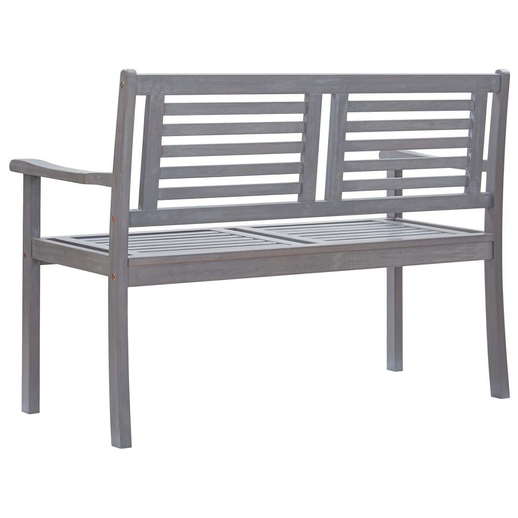 vidaXL Patio Furniture 3 Seater Outdoor Patio Bench Gray Solid Wood Eucalyptus-4