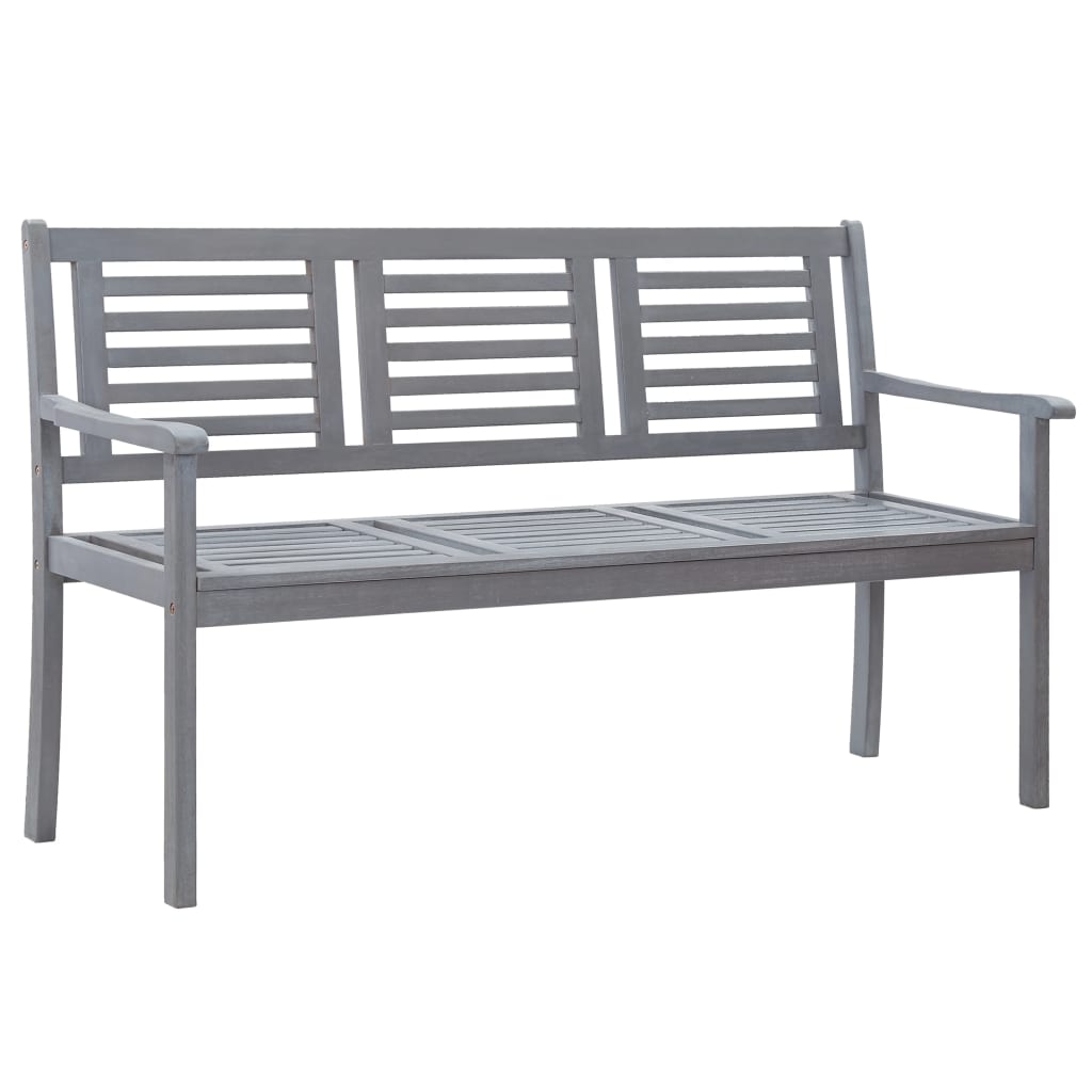 vidaXL Patio Furniture 3 Seater Outdoor Patio Bench Gray Solid Wood Eucalyptus-8
