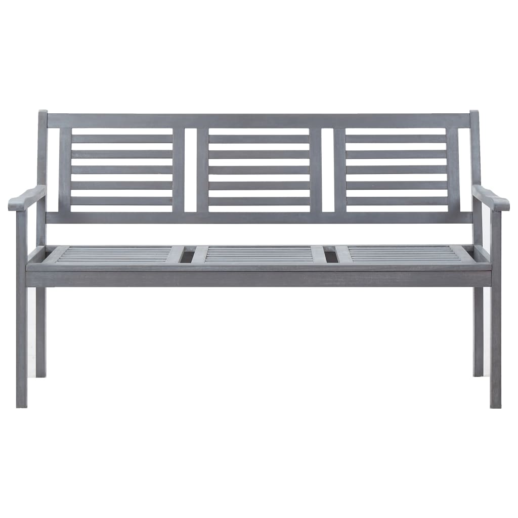 vidaXL Patio Furniture 3 Seater Outdoor Patio Bench Gray Solid Wood Eucalyptus-10
