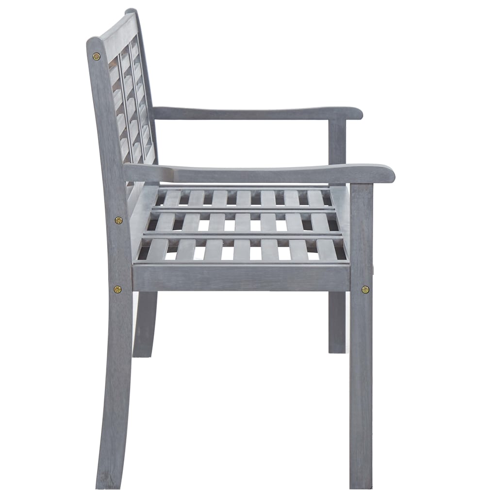 vidaXL Patio Furniture 3 Seater Outdoor Patio Bench Gray Solid Wood Eucalyptus-11