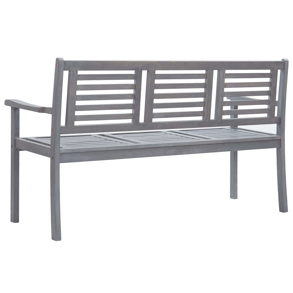 vidaXL Patio Furniture 3 Seater Outdoor Patio Bench Gray Solid Wood Eucalyptus-12