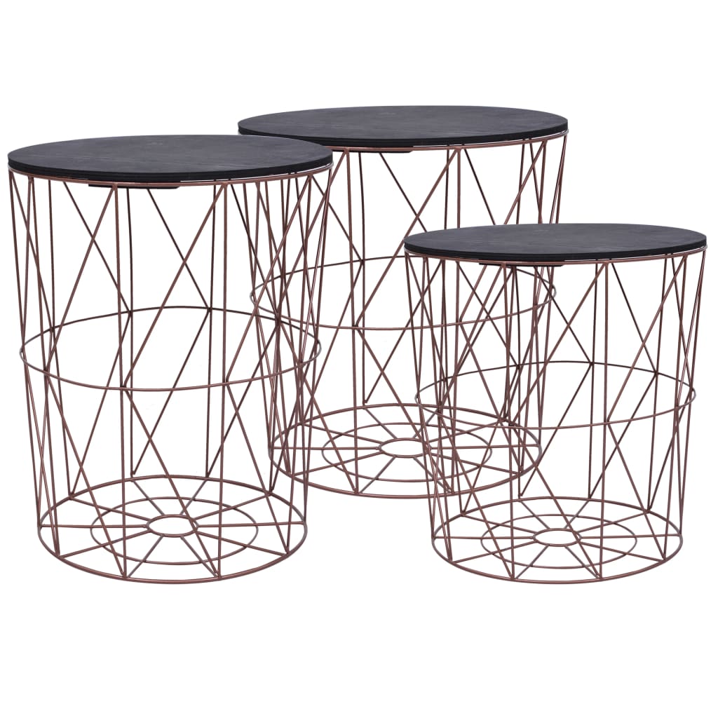 vidaXL Coffee Table 3 pcs Round End Table Sofa Table Living Room Furniture-5