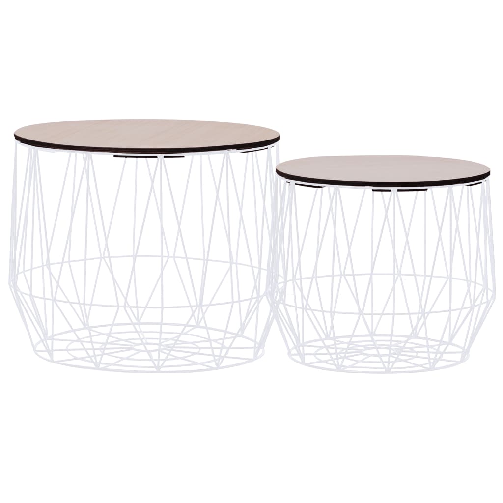 vidaXL Coffee Table 2 pcs Round End Table Sofa Table Living Room Furniture-12