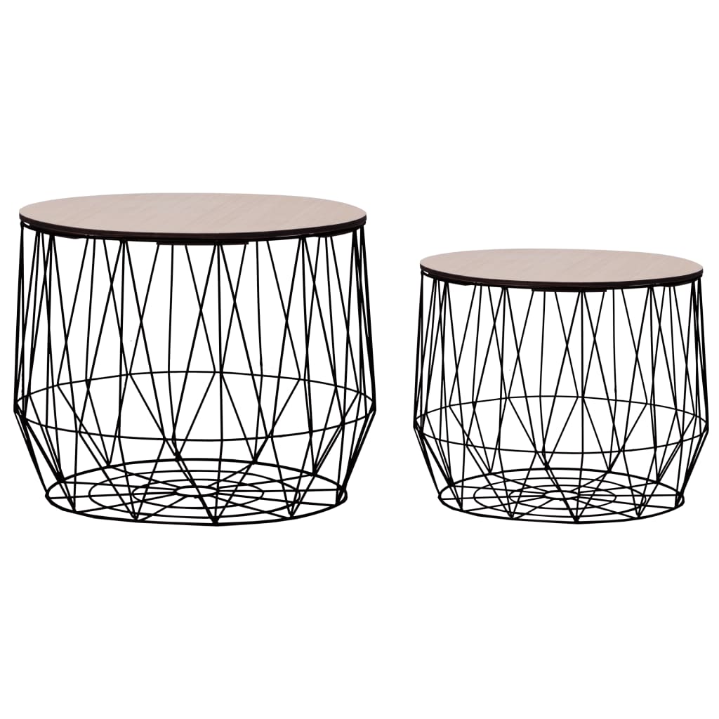 vidaXL Coffee Table 2 pcs Round End Table Sofa Table Living Room Furniture-16