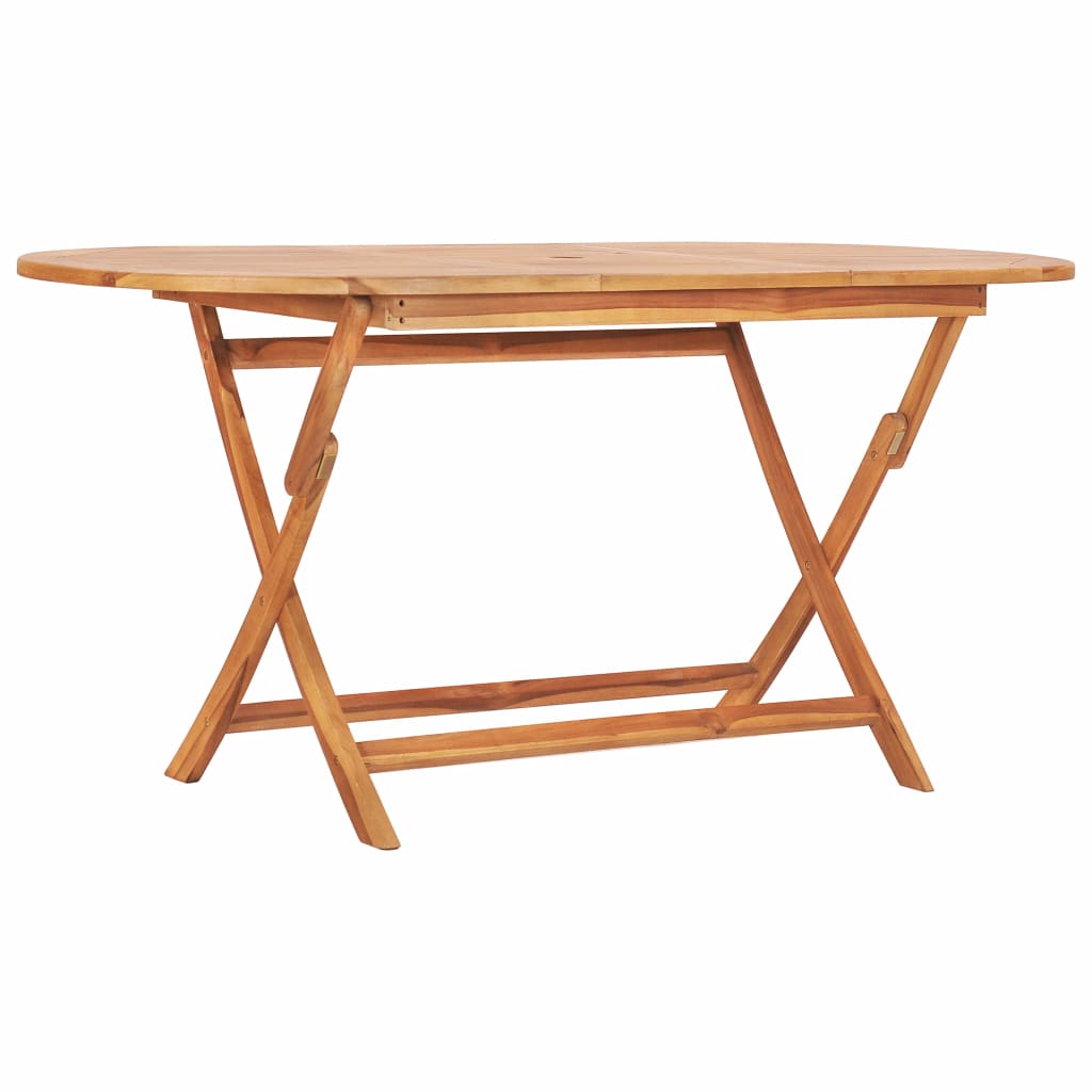 vidaXL Folding Patio Table 62.9"x31.4"x29.5" Solid Teak Wood-0