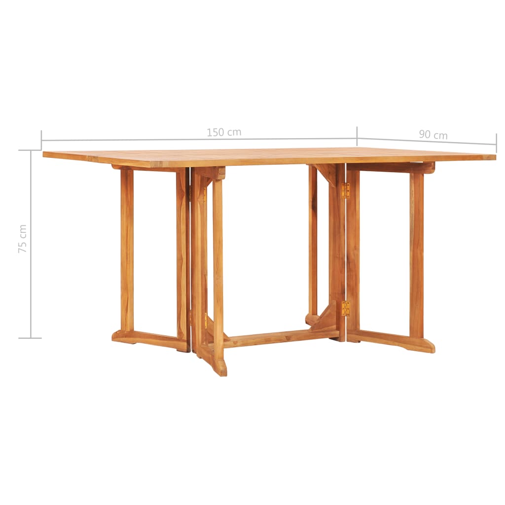 vidaXL Folding Butterfly Patio Table 59.1"x35.4"x29.5" Solid Teak Wood-6