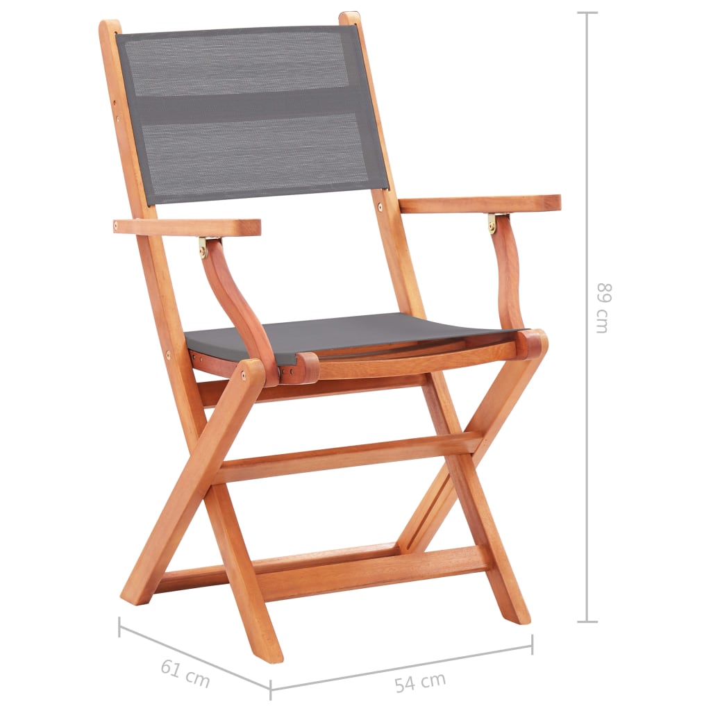 vidaXL Patio Folding Chairs Camping Chair Solid Wood Eucalyptus and Textilene-8