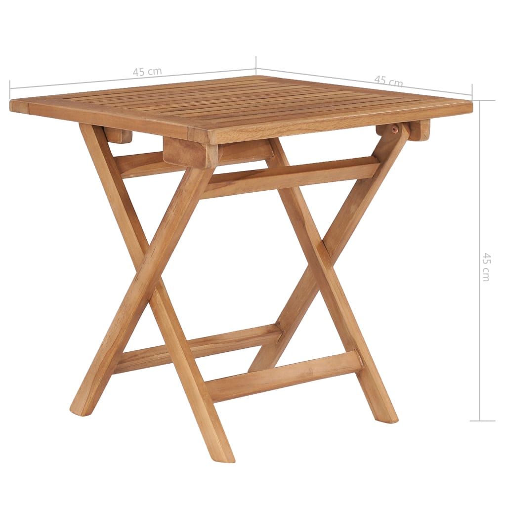 vidaXL Folding Patio Table 17.7"x17.7"x17.7" Solid Teak Wood-4