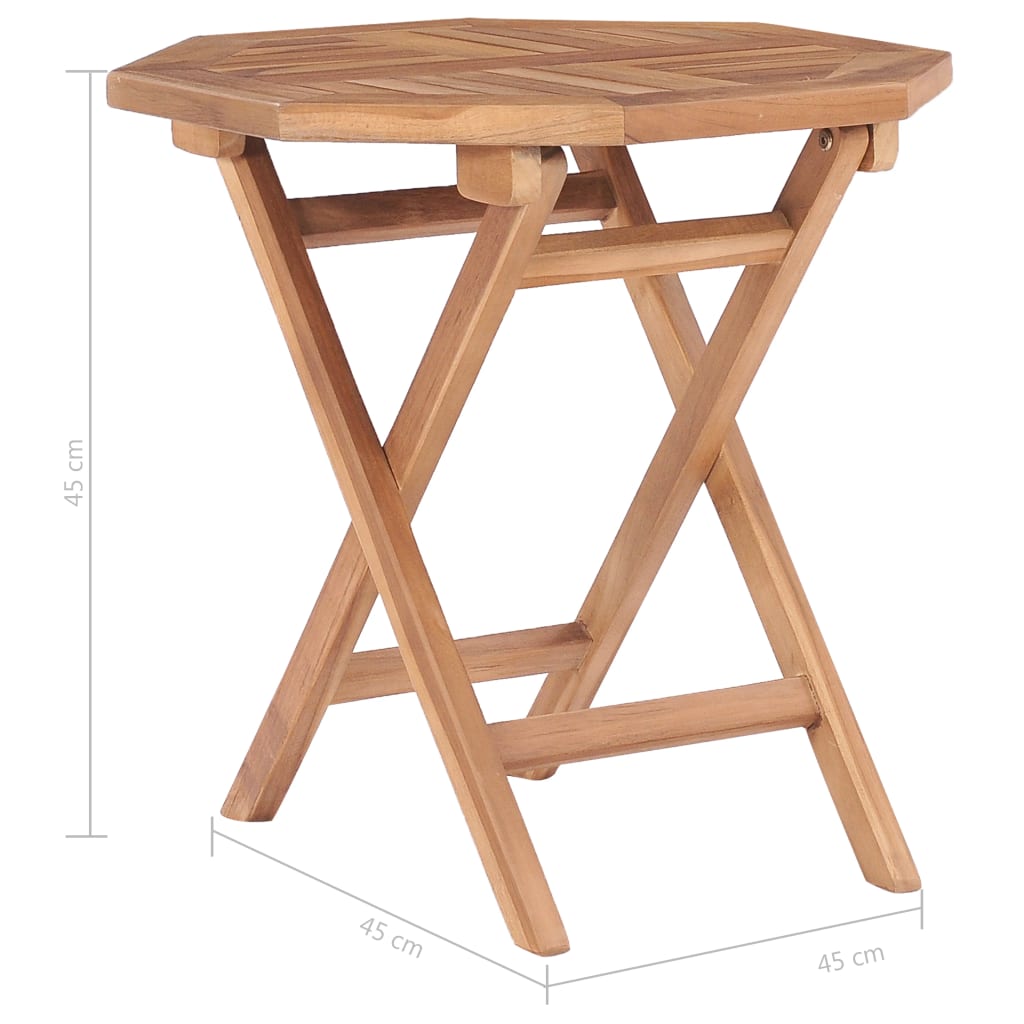 vidaXL Folding Patio Table 17.7"x17.7"x17.7" Solid Teak Wood-0