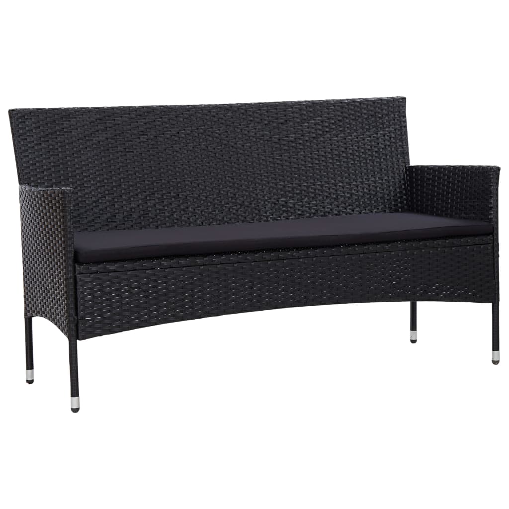 vidaXL 3 Seater Sofa Patio Outdoor Porch Wicker Couch with Cushions PE Rattan-6