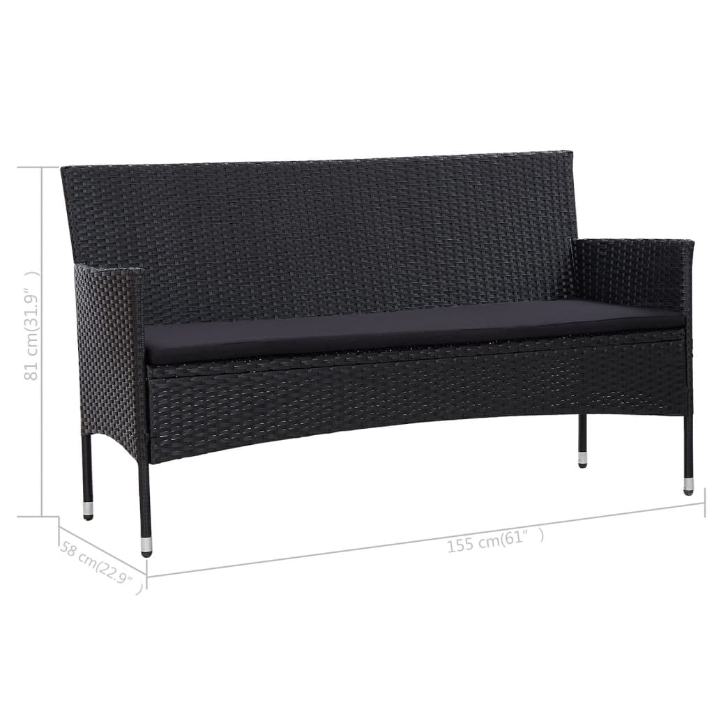 vidaXL 3 Seater Sofa Patio Outdoor Porch Wicker Couch with Cushions PE Rattan-7