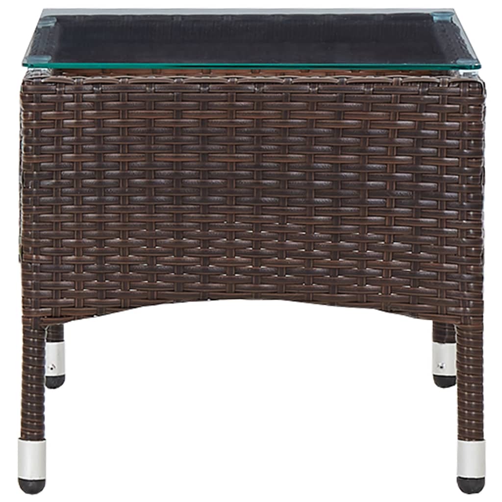 vidaXL Coffee Table Patio Garden Outdoor Side Table with Glass Top PE Rattan-6