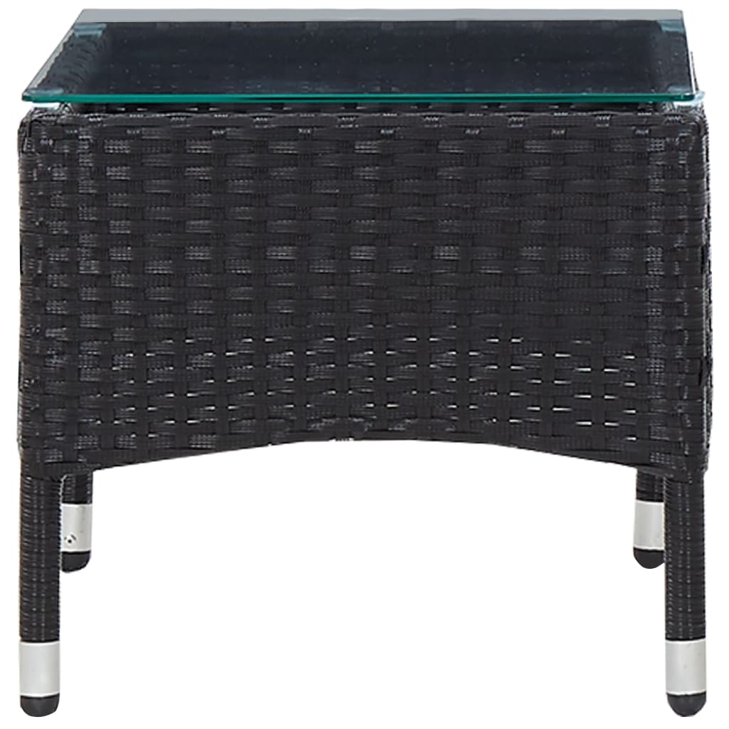 vidaXL Coffee Table Patio Garden Outdoor Side Table with Glass Top PE Rattan-15