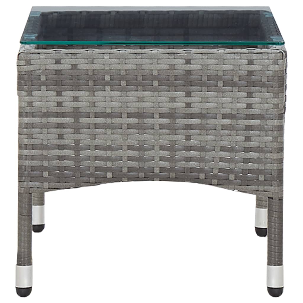 vidaXL Coffee Table Patio Garden Outdoor Side Table with Glass Top PE Rattan-7