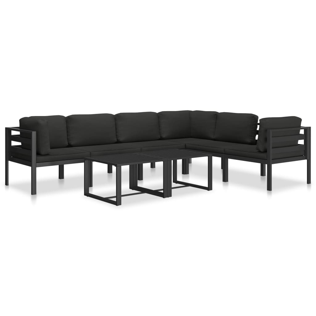 vidaXL Sectional Middle Sofa with Cushions Aluminum Anthracite-6