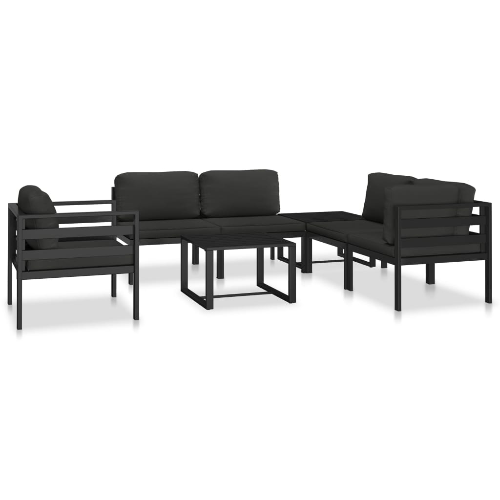 vidaXL Sectional Middle Sofa with Cushions Aluminum Anthracite-7