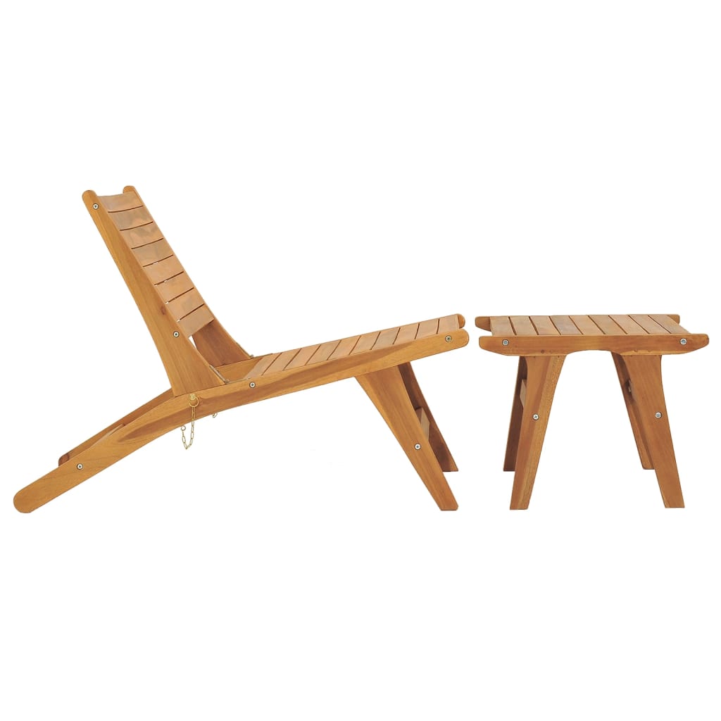 vidaXL Patio Chair with Footrest Solid Teak Wood-1