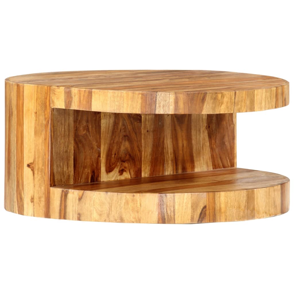 vidaXL Round Coffee Table 25.6"x11.8" Solid Sheesham Wood-0