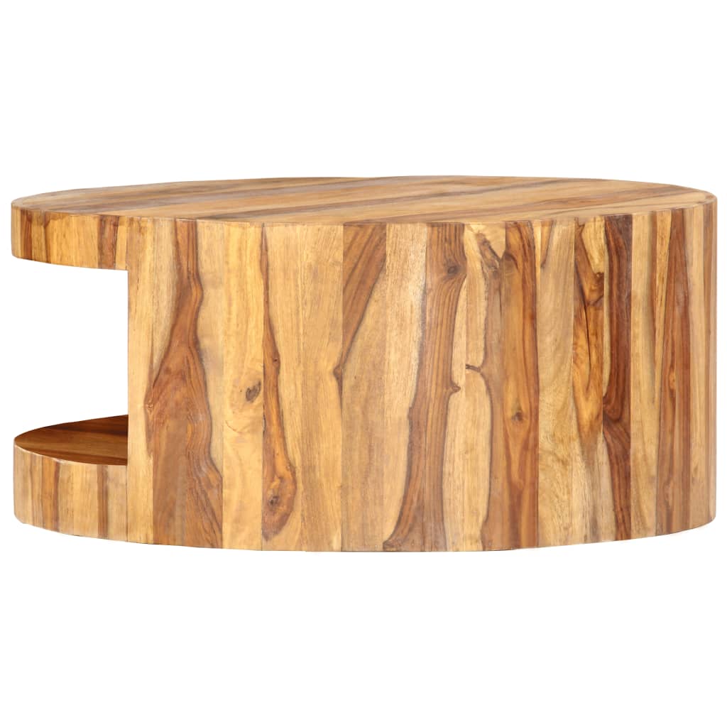 vidaXL Round Coffee Table 25.6"x11.8" Solid Sheesham Wood-3