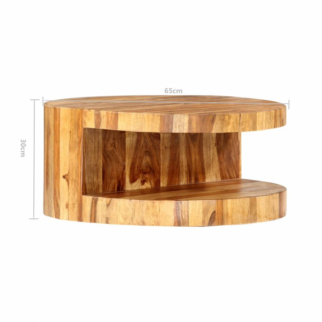 vidaXL Round Coffee Table 25.6"x11.8" Solid Sheesham Wood-7
