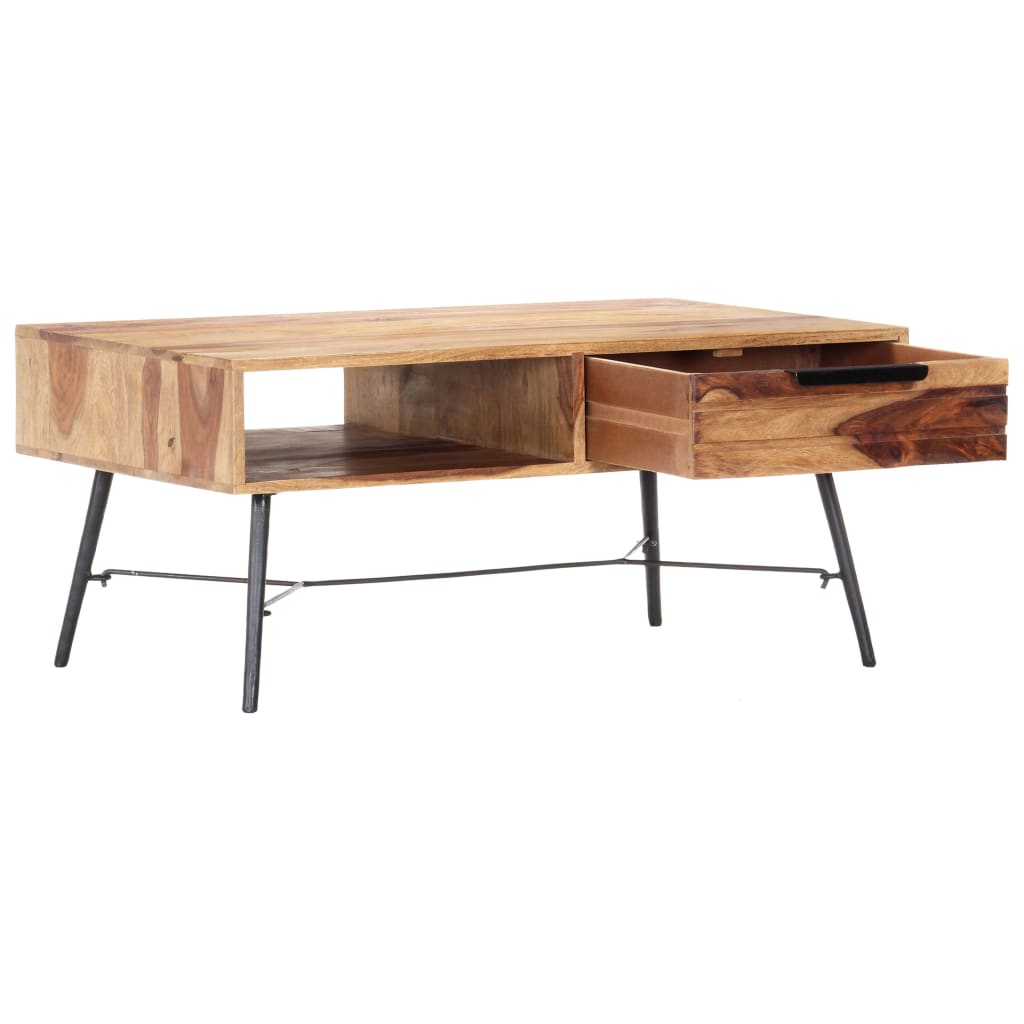 vidaXL Coffee Table 34.6"x21.7"x15.7" Solid Sheesham Wood-3